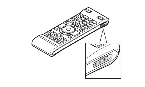 リモコンのモード切換スイッチを右側または左側にスライドします