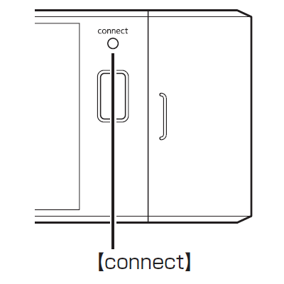 CONNECTランプが点滅している間に、つま楊枝の根元の部分など先端に丸みのあるもので、リモコン背面にある「connect」を約1秒間押します