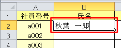 直接編集できる状態
