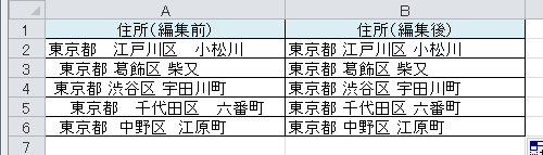 文字列の余分なスペースが削除されたことを確認してください