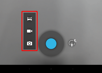 ビデオ撮影やパノラマ撮影を行う場合は、カメラアイコンをタップして表示された一覧から、それぞれ行いたい機能をタップすると切り替わります