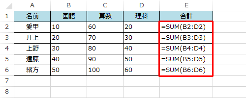 数式を表示した一例