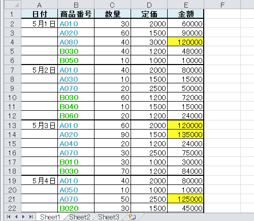 「フィルター」を設定したい表を表示します