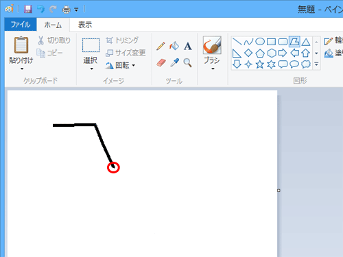 次の辺の頂点になる場所をクリックし、2つ目以降の辺を同様に作成します