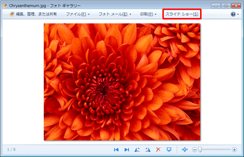 画面上部の「スライドショー」をクリックします