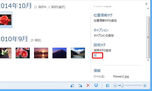 写真にタグが付いたことを確認してください