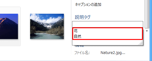 すでに登録されているタグを付ける場合は、表示された一覧から任意のタグをクリックします