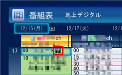 「リモコンで操作する画面」の番組表