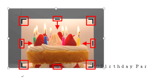 左右と上の黒い線を図の内側にドラッグして図を小さくトリミングし、「Enter」キーを押します