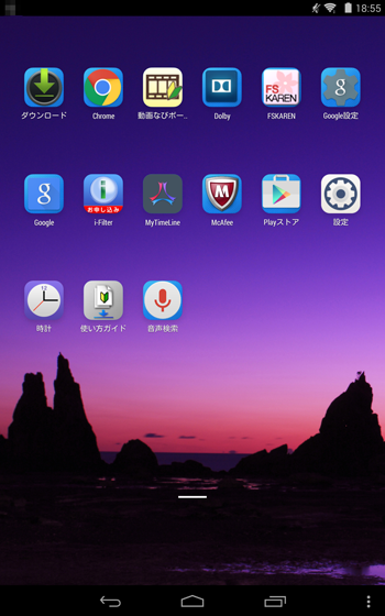 制限付きユーザーのホーム画面が表示されます