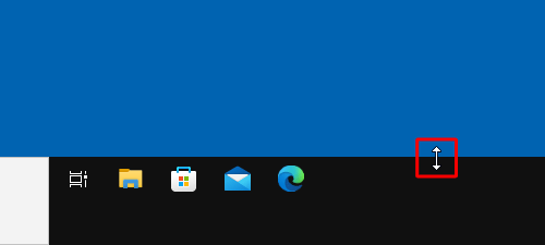 タスクバーの上部にマウスポインターを合わせ、マウスポインターの形が変わったら、タスクバーを任意の高さまでドラッグします