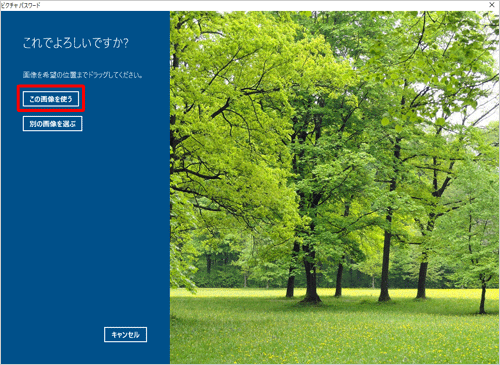 表示された画像で問題ない場合は、「この画像を使う」をクリックします