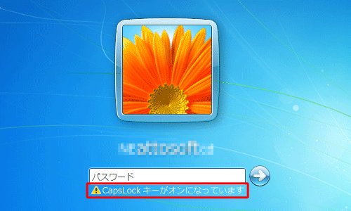 「CapsLock」キーの設定によって、「CapsLockキーがオンになっています」というメッセージが表示されることがあります