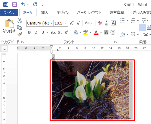 文字列の折り返しが「行内」に設定されている図形や画像をクリックします