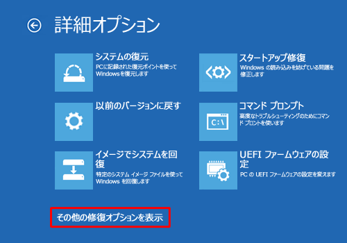 「その他の修復オプションを表示」をクリックします