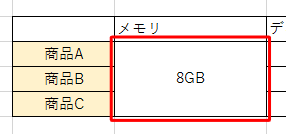 列のセルを結合した場合