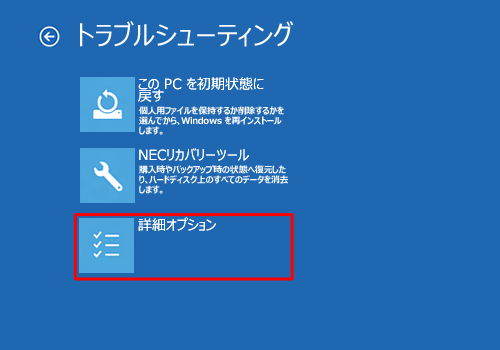 「詳細オプション」をクリックします