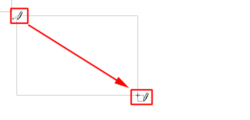 マウスポインターの形がペンに変わったことを確認し、罫線の開始位置にマウスポインターを合わせ、ドラッグして罫線の範囲を指定します