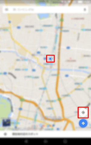 「マップ」アプリを起動し、画面右下の「現在地」ボタンをタップします