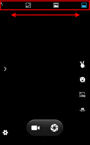 画面上部のアイコンを左右にスクロールしてモードを選択できます