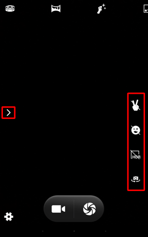 カメラの切り替え・笑顔検出などのオプションや、白黒反転やセピアなどの効果オプションを使用できます