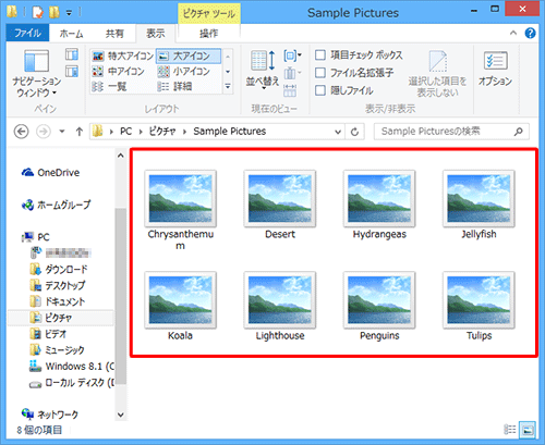 画像や写真などの縮小版が表示されなくなったことを確認してください