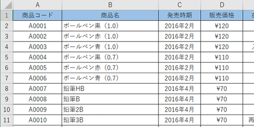 印刷したい任意の表を表示します