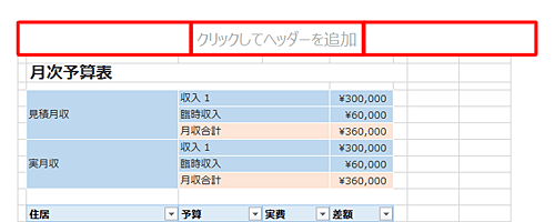 ヘッダー部分の表示可能位置