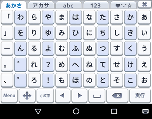 ひらがなの50音順に表示されます
