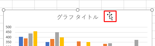 グラフ上にマウスポインターを合わせて、マウスポインターが変わったら、移動したい方向にドラッグ&ドロップします