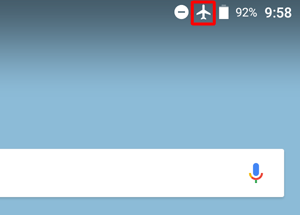画面上部に飛行機アイコンが表示されていることを確認してください