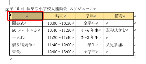 斜線を引きたいセルをクリックします