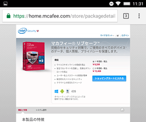 表示されるWebページ