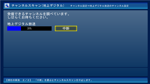 チャンネルスキャンが開始されます