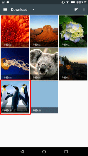 フォルダーの画像一覧が表示されたら、目的の画像をタップします