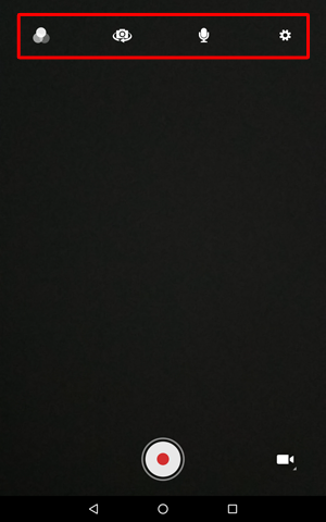 画面上部のアイコンから、効果オプションや設定などを変更できます