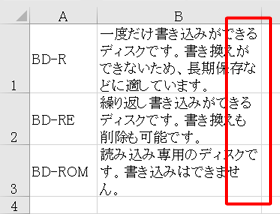 各行の右端がそろっていない
