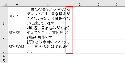 セルに入力した文字列の右端がそろったことを確認してください
