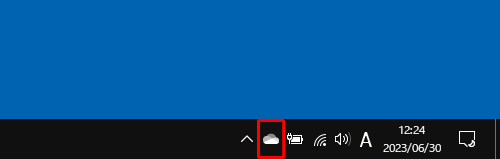 タスクバーの通知領域に表示されている「OneDrive」をクリックします