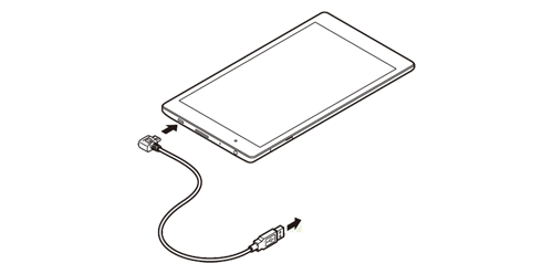 USBケーブルを使用して、タブレットとパソコンを接続します