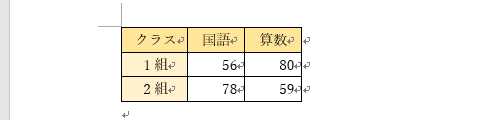 列が削除された状態