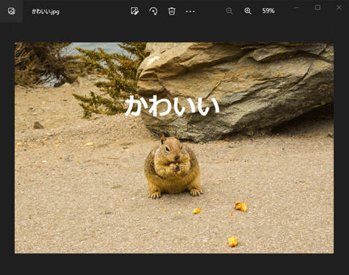 写真や画像に文字が挿入されたことを確認してください
