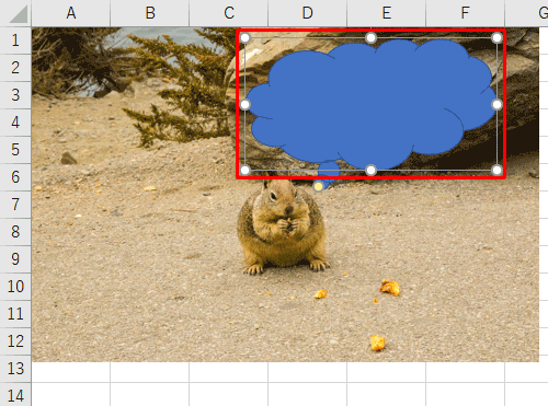 画像上で任意の場所をドラッグして、選択した図形を貼り付けます