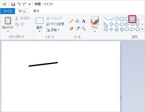 「図形」ボックスから「多角形」アイコンをクリックしたら、描画したい場所でドラッグし、1つの辺を作成します