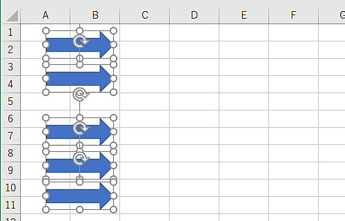 左端に配置されていた図形を基準にして揃ったことを確認します