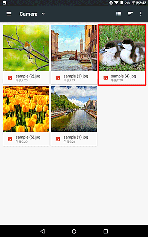 フォルダーの画像一覧が表示されたら、目的の画像をタップします