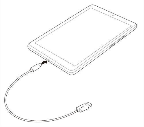 USBケーブルを使用して、タブレットとパソコンを接続します