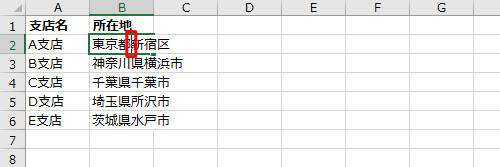 目的のセルをダブルクリックしてカーソルを改行したい位置に移動し、キーボードの「Alt」キーを押したまま「Enter」キーを押します