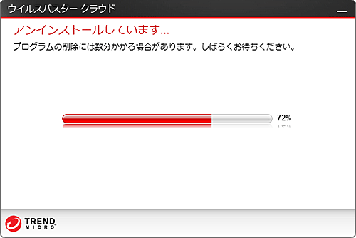 「アンインストールしています…」が表示されるので、しばらく待ちます