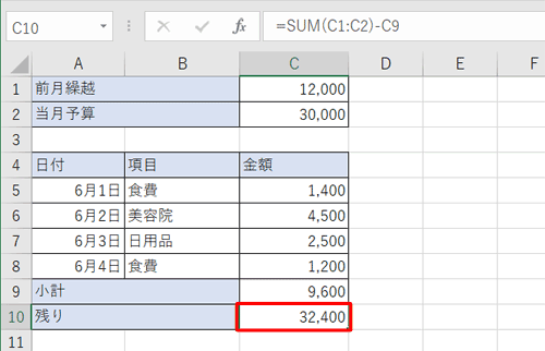 検証したい計算式が入力されているセルをクリックします